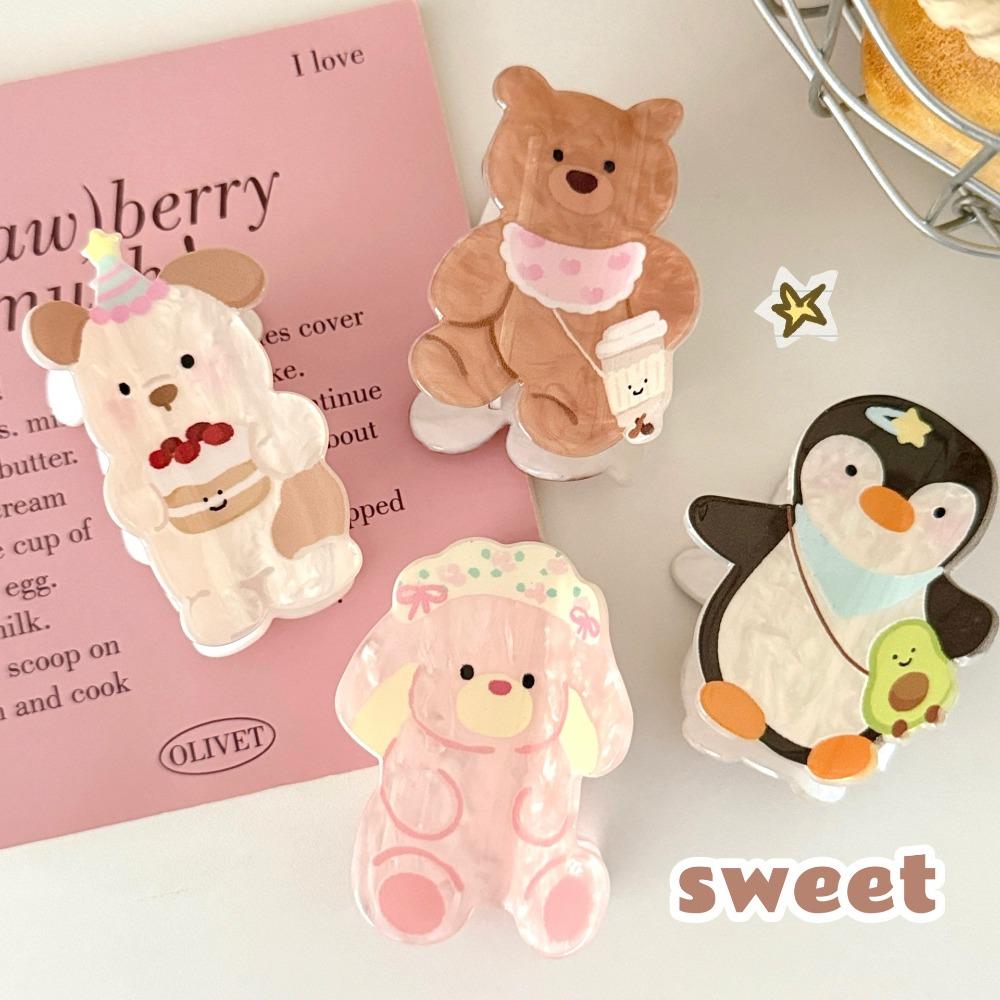 Bear Acrylic Hair Claw Rabbit Animal Shark Clip Sweet Cartoon Shark Clip  Daily