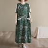 Short sleeve Plus size Cotton linen vintage floral new in dresses for women casual loose long summer dress