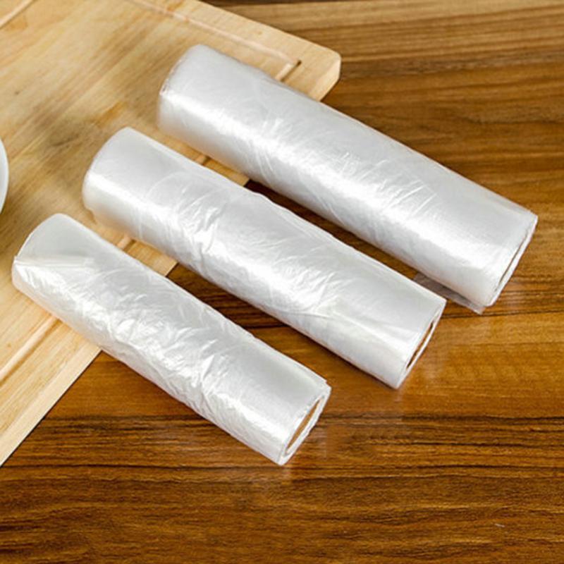 50/100 Pcs Transparent Roll Fresh-Keeping Plastic Bags Of Vacuum Food Saver Bag 3 Sizes Portable Food Storage Bags With Handle