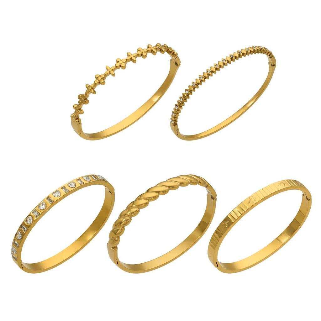 Elegant Dames Volledig Diamanten Armband in 18K Verguld Roestvrij Staal – Veerkrachtig, High-End Ontwerp