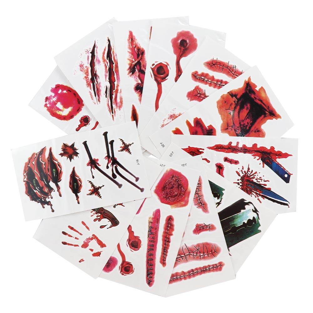Skin Decoration Party Horror Scar Temporary Tattoos Halloween Tattoo Stickers Fake Tattoo