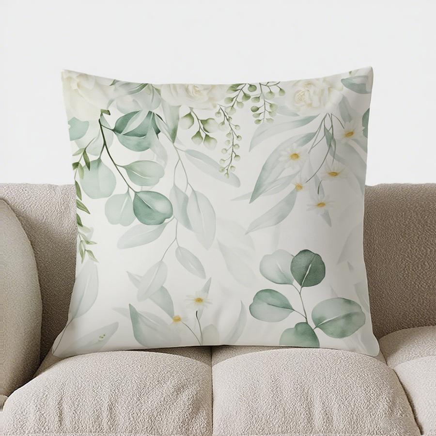 Home Decor Floral Greenery Eucalyptus Pillow For Home Pattern Cushion Cover Suitable For Sofa Bedroom Car Pillow Cover