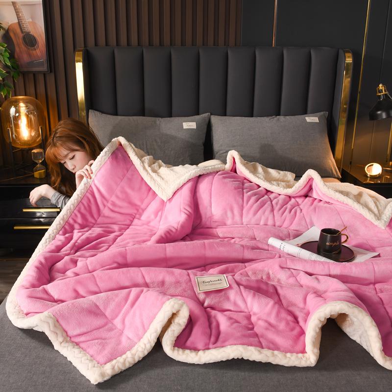 Thickened Three-Layer Milk Velvet Baby Blanket, Machine Washable Fleece Gift Cover