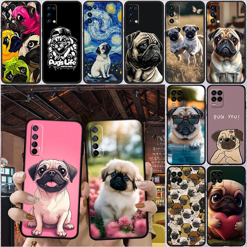 Cute Pug Dog Phone Case for Samsung Galaxy A11 A12 A13 A15 A52S A53 A55 A56 A70 A71 A72 A73 F06 F16 F56 A32 A33