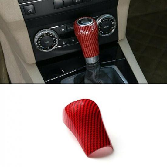 Red Carbon Fiber Gear Shift Knob Cover Trim Fits Mercedes-Benz W204 C E G GLS US