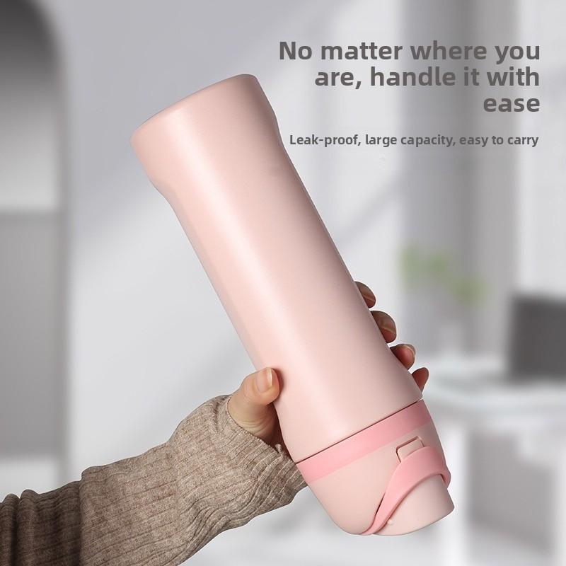 1 Stück Edelstahl Isolierte Wasserflasche Große Kapazität Kreativ Dual-Use Klappdeckel Sportkessel