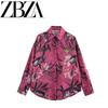 Zab Autumn New Women's Clothing Fashion Style French Design Fashion Silk Satin Texture Print Shirt 9217281