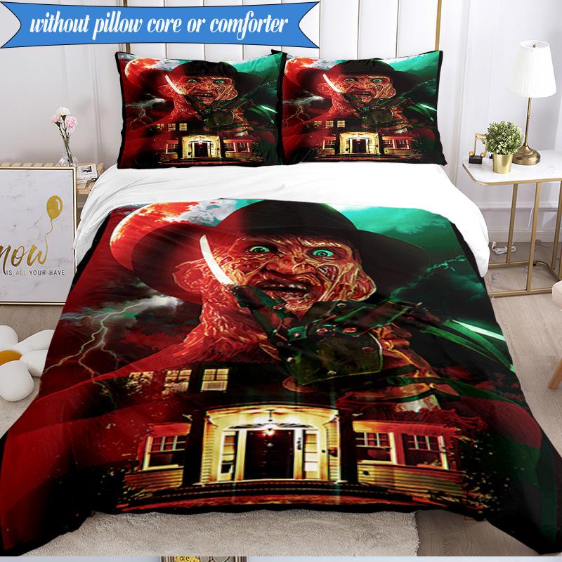 Horror Movie Characters 3pcs K-pop music group Bedding set,Ideal for Bedroom, Dormitory,Including Duvet Cover And 2pcs Pillowcases,Fan gifts