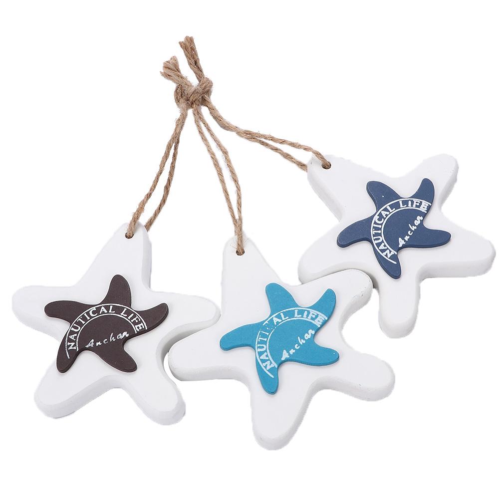 Hanging Decor Wooden Starfish Marine Pendant Curtain Pendant Fish Nautical Decor Crafts Pendant Fish Skewer Starfish String