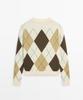 Masimodutti Cotton Argyle Detail Knit Sweater