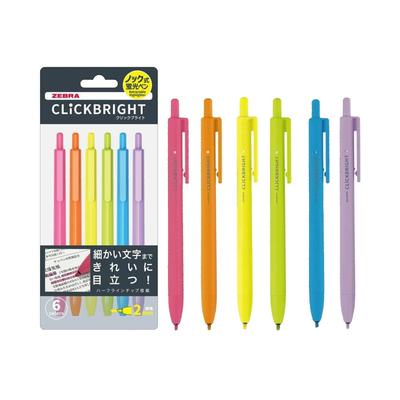 Japán Zebra Fluoreszkáló Toll Click Bright 1 db Készlet 6 db