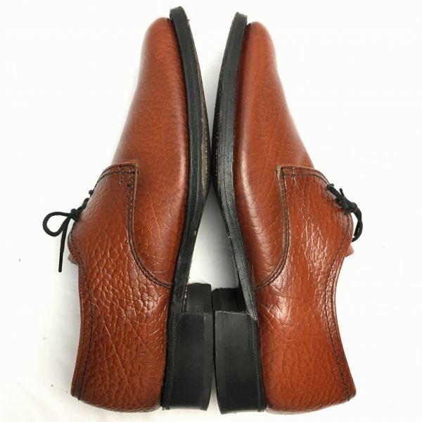 70s-80s Vintage BRUNE Made in England Plain Toe Business Shoes Brown size 25.0-26.0 Men's(USED)
