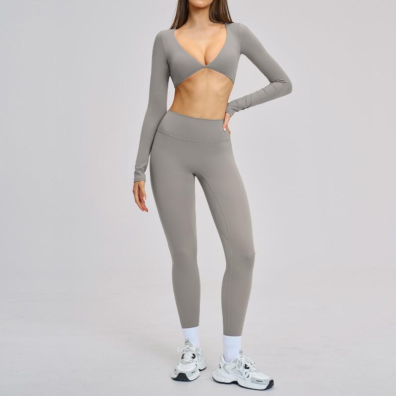 Grinding micro-pull yoga suit, sports running fitness suit, neck-hanging yoga suit