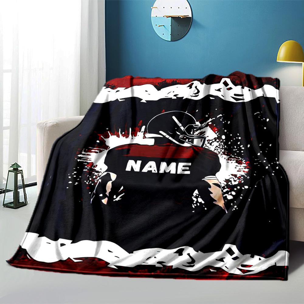 Football Helmet Home Customize Your Name Blankets Comfortable Soft Portable Allseason Multipurpose Blanket For Picnic Sofa Office Bed Living Room