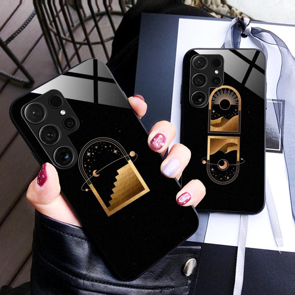 Sun Moon Mobile Cell Phone Case for Samsung Galaxy S26 S25 S24 S23 S22 S21 S20 Note20 Plus FE Ultra Glass Colorful Cover Cover