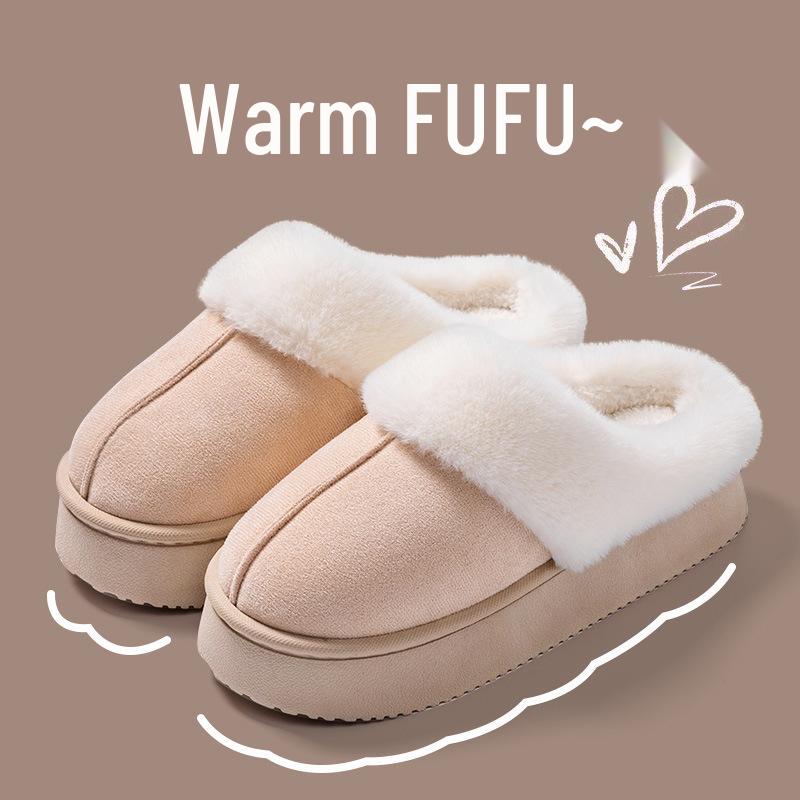 2025 Damen Wasserdichte Wildleder Pelzige Baumwollpantoffeln - Herbst/Winter Indoor Heimgebrauch