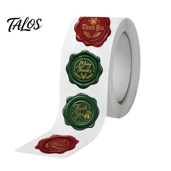 Christmas Souvenir Packaging Labels Wax Seal Stickers, Self-Adhesive Embossed Decals, Red And High Definition Decorative Seals Green Retro for Holiday