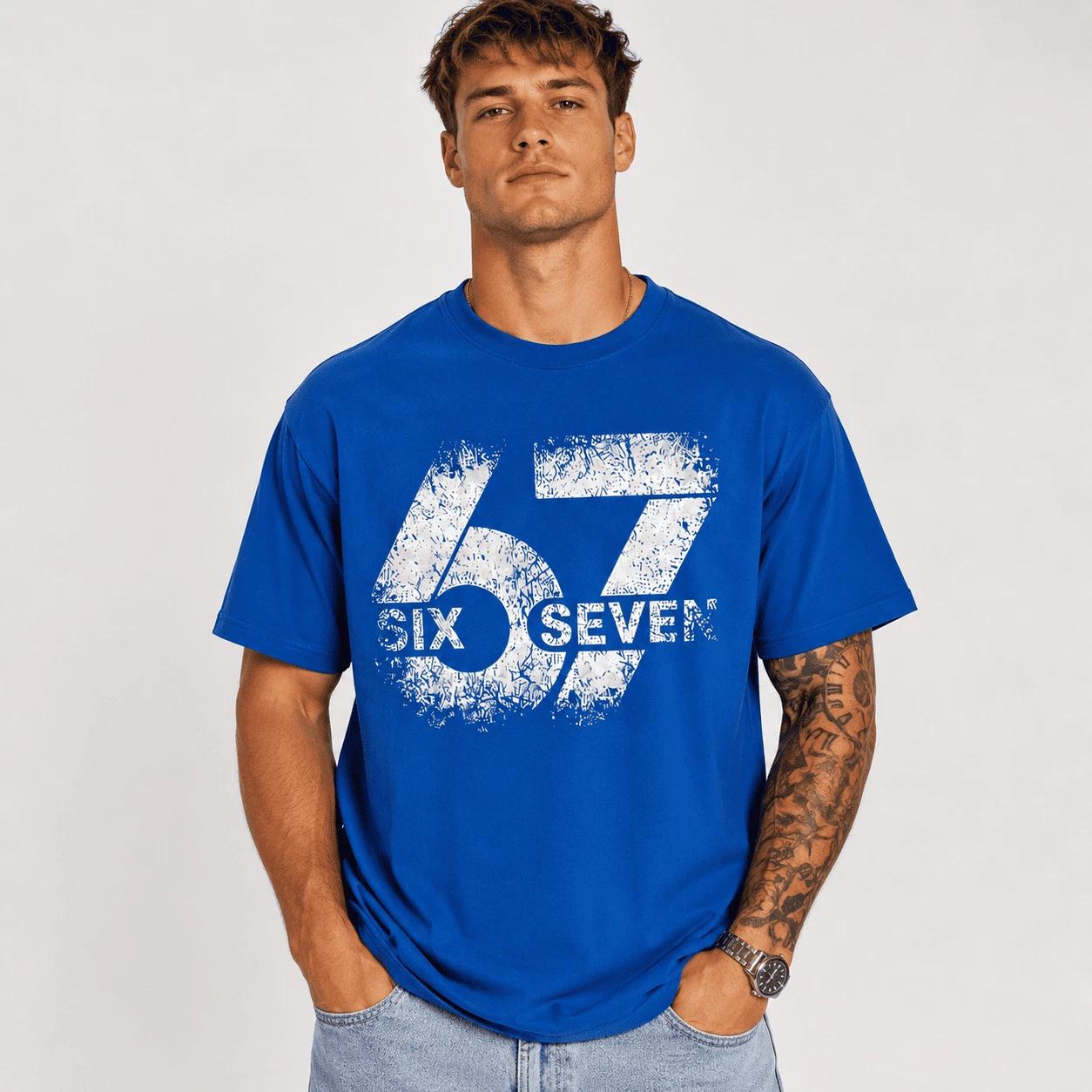 Six Seven 67 Number Graphic T-Shirt Vintage Streetwear Unisex Tee XXL