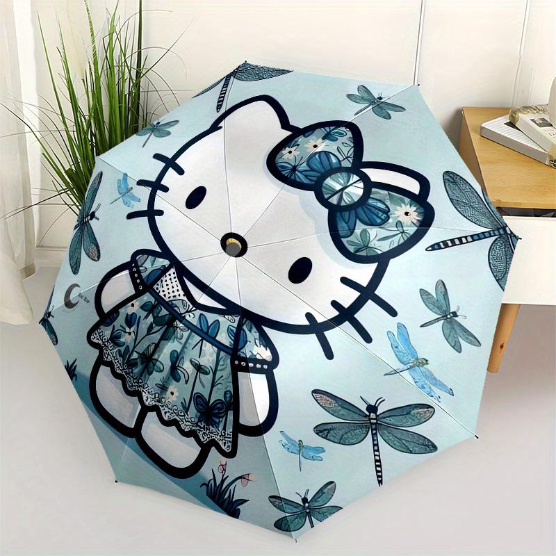 

1pc Hello Kitty Dragonfly Print Dress Umbrella with Plastic Handle,Suitable for All Seasons Home Travel Outdoor UmbrellaSanlio552