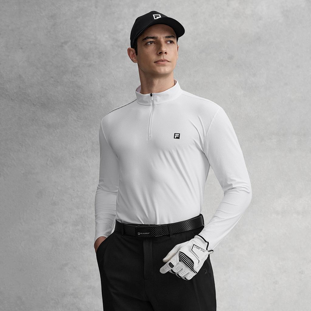 Fila Classic Minimalist Sports Training Golf Comfortable Versatile Long Sleeve T-Shirt Men Tops Jade-White A11M615204FWT