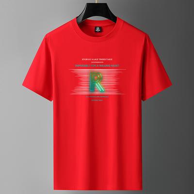 Heavy Cotton Short-Sleeved Men'S T-Shirt Summer Loose Round Neck Trendy Brand Long-Staple Cotton Cotton Half-Sleeved Clothes Men'S Clothing