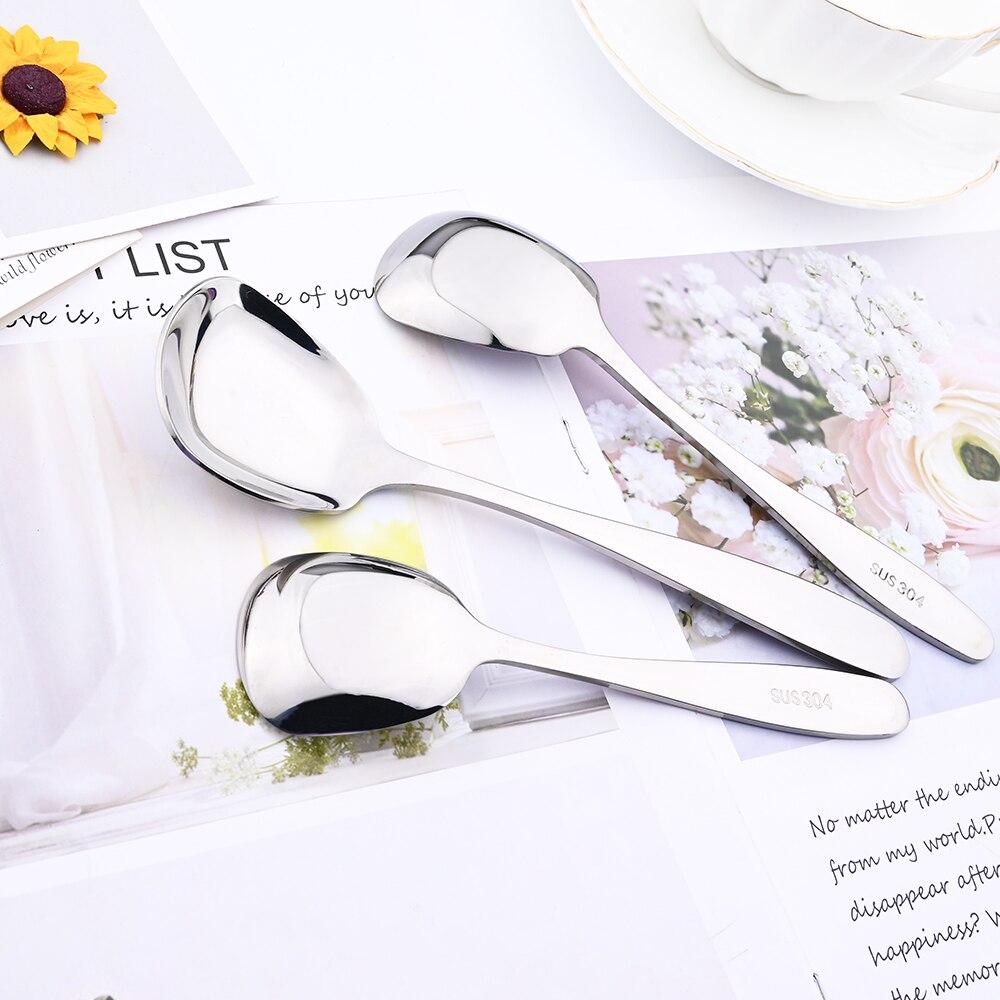 3Pcs Colorful Dinnerware Stainless Steel Square Spoon Ladle Gold Dessert Ice Cream Table Spoon for Kids Restaurant Kitchen Tableware