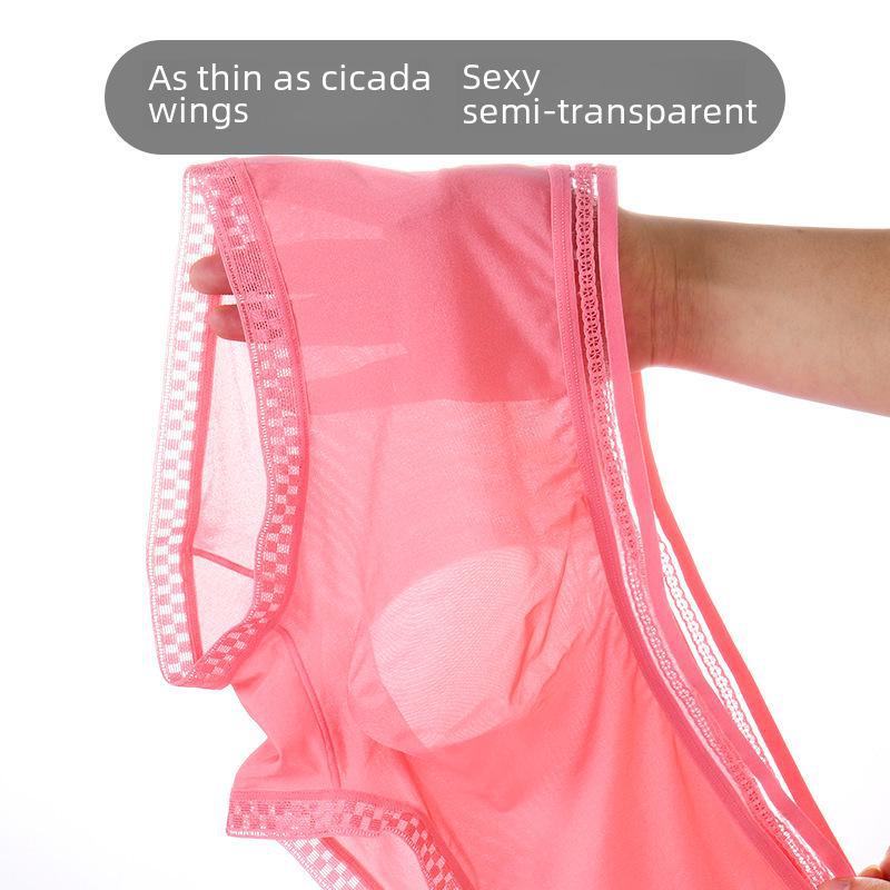 Boxer in seta ghiacciata convessa 3D: Biancheria intima maschile ampia, sexy, sottile, trasparente e ad asciugatura rapida