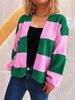 knitted vintage stripe causal loose Spring autumn woman cardigan sweater for women sweaters clothes