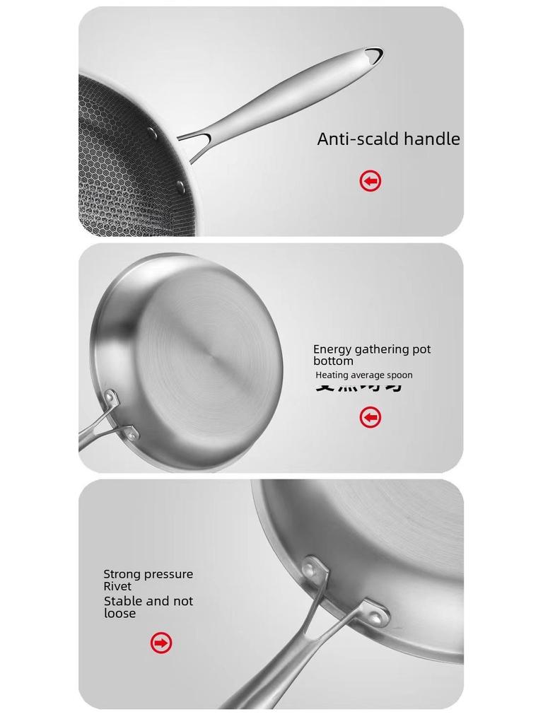 Stainless Steel Non-Stick Honeycomb Frying Pan for Omelettes and Steaks