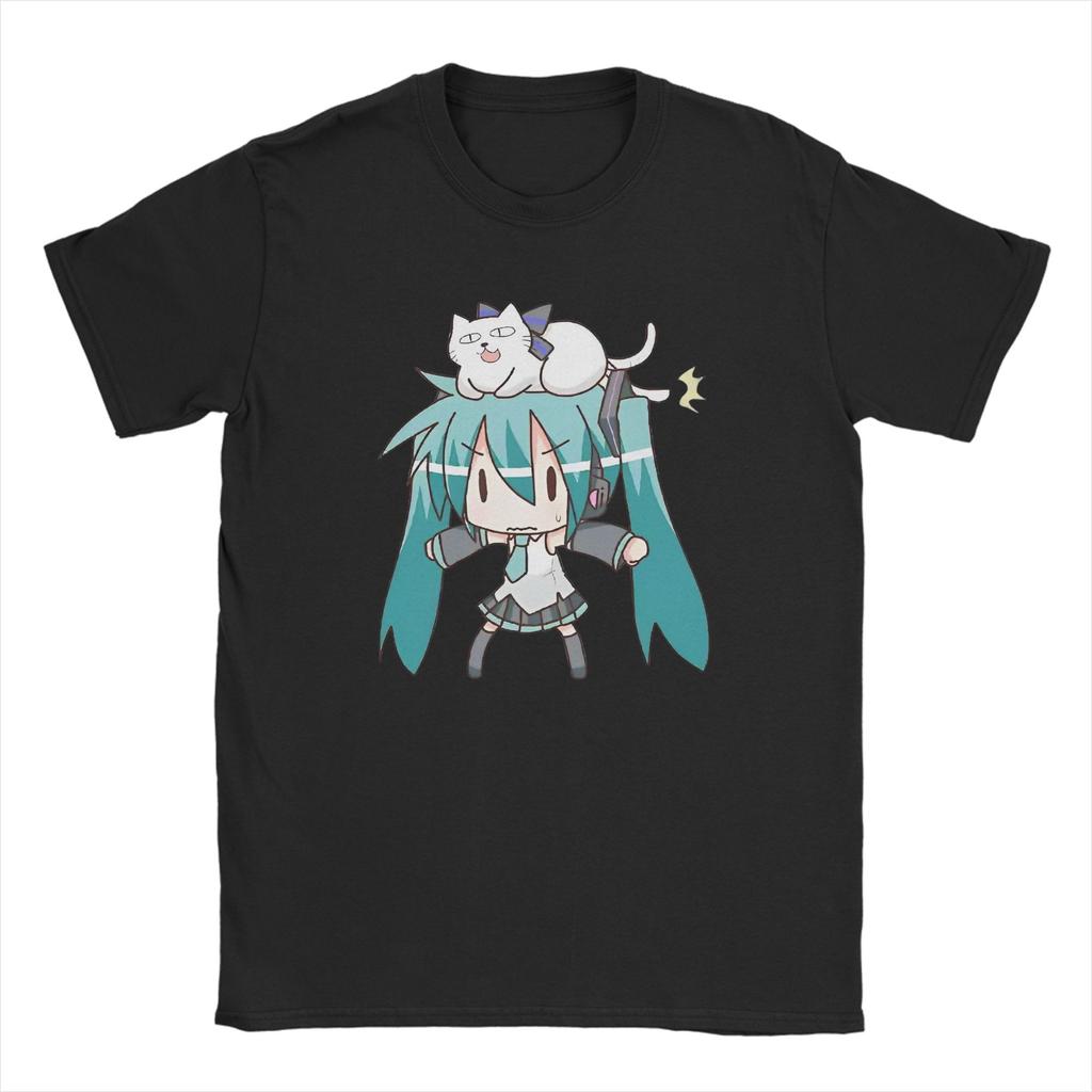 Men Women Hatsunes Mikus   Anime T Shirts  100% Cotton Tops Casual Short Sleeve Round Collar Tees Original T-Shirts