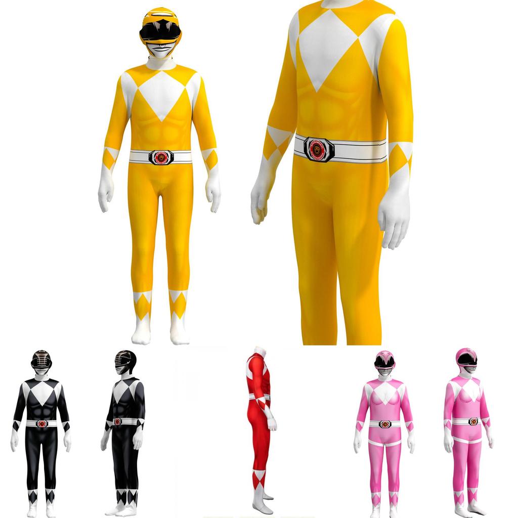 Rangers Costume For Kids And Adults Featuring Durable Jumpsuit And Character Mask**