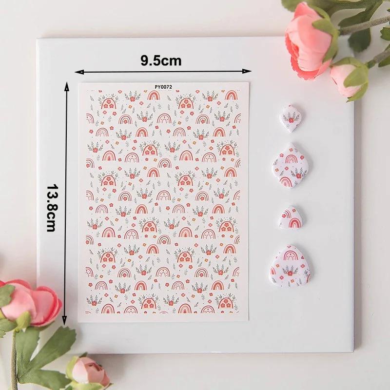 Estilo Boêmio Coração Arco-Íris Borboleta Argila Polímera Papel Especial para Transferência de Aquarela Ferramenta de Colorir Joias de Brinco de Cerâmica Macia