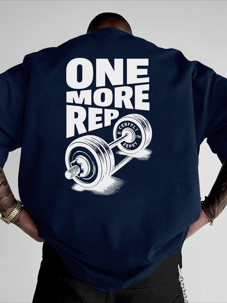 2026 New Mens TShirt Vintage Funny Gym Workout ONE MORE REP Weightlifting Men Streetwear Cotton Tees Short Sleeve Loose Top