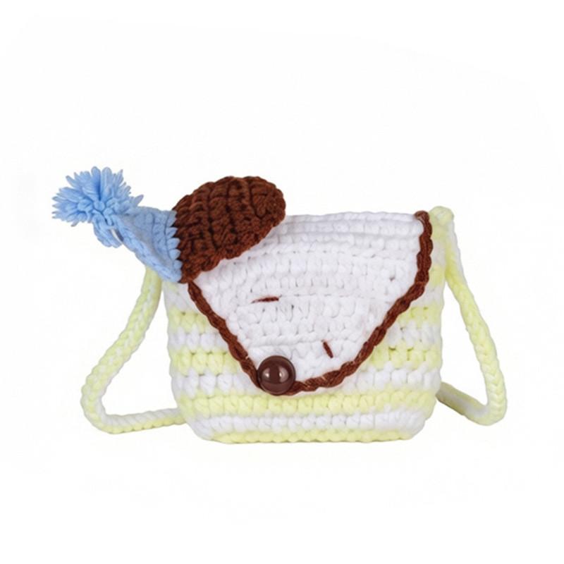 Cute Dog Knit Mini Shoulder Bag With Hook And Loop Closure For Daily Use