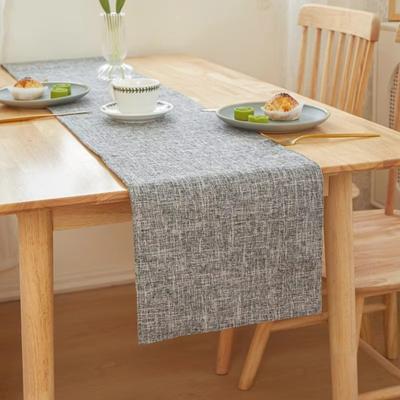 Simple Linen Table Runner Rectangular Solid Color Table Cloth Double-sided Household Dining Tables Decor