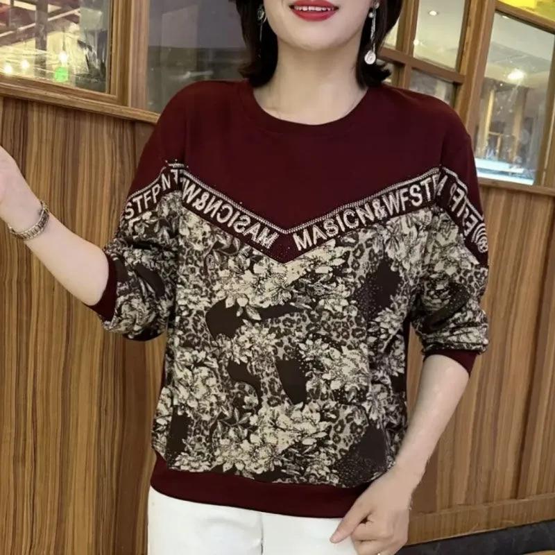 

Утолщенная рубашка с принтом в виде ромбов, модная, свободная, стройнящая и женственная, высокого класса XL красный