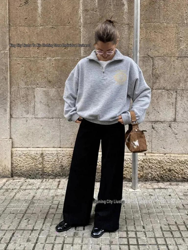 Women's Retro Hip Hop Half-Zip Casual Hoodie (Autumn/Winter 2026 Collection)