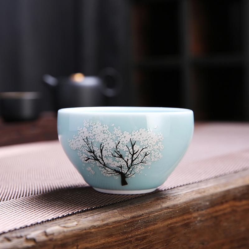 

NEW TikTok Same Style -Changing Camellia Kung Fu Tea Set Tasting Glaze Color Ge Kiln Master Cup Female Factory Wholesal