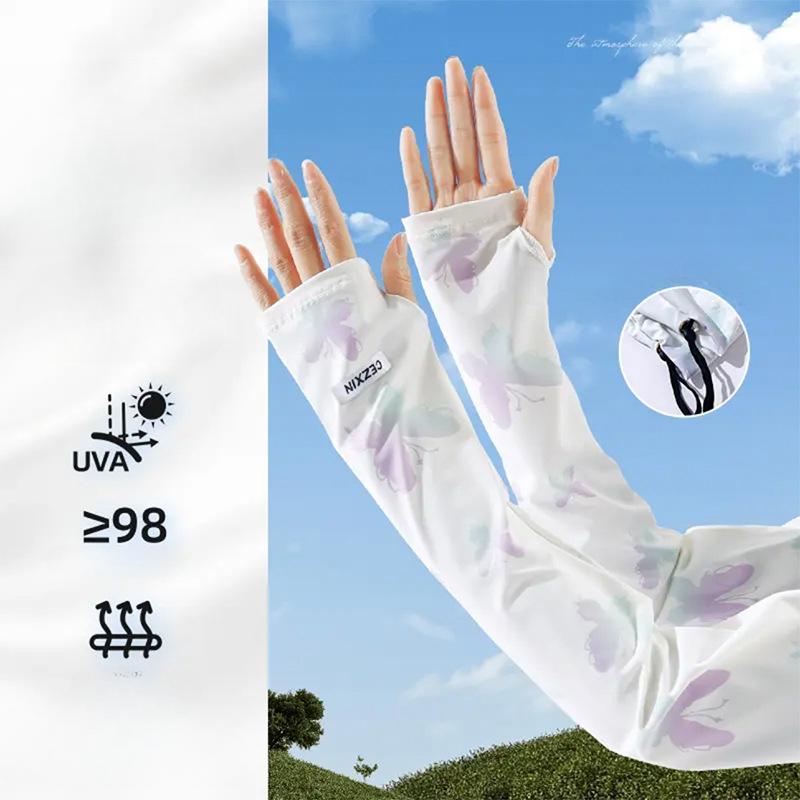 Sunscreen Ice Sleeves, Women's, Summer New Style, Outdoor Cycling, Driving Sleeves, Arm Sleeves, Adjustable, Loose, Ice Silk Hand Sleeves