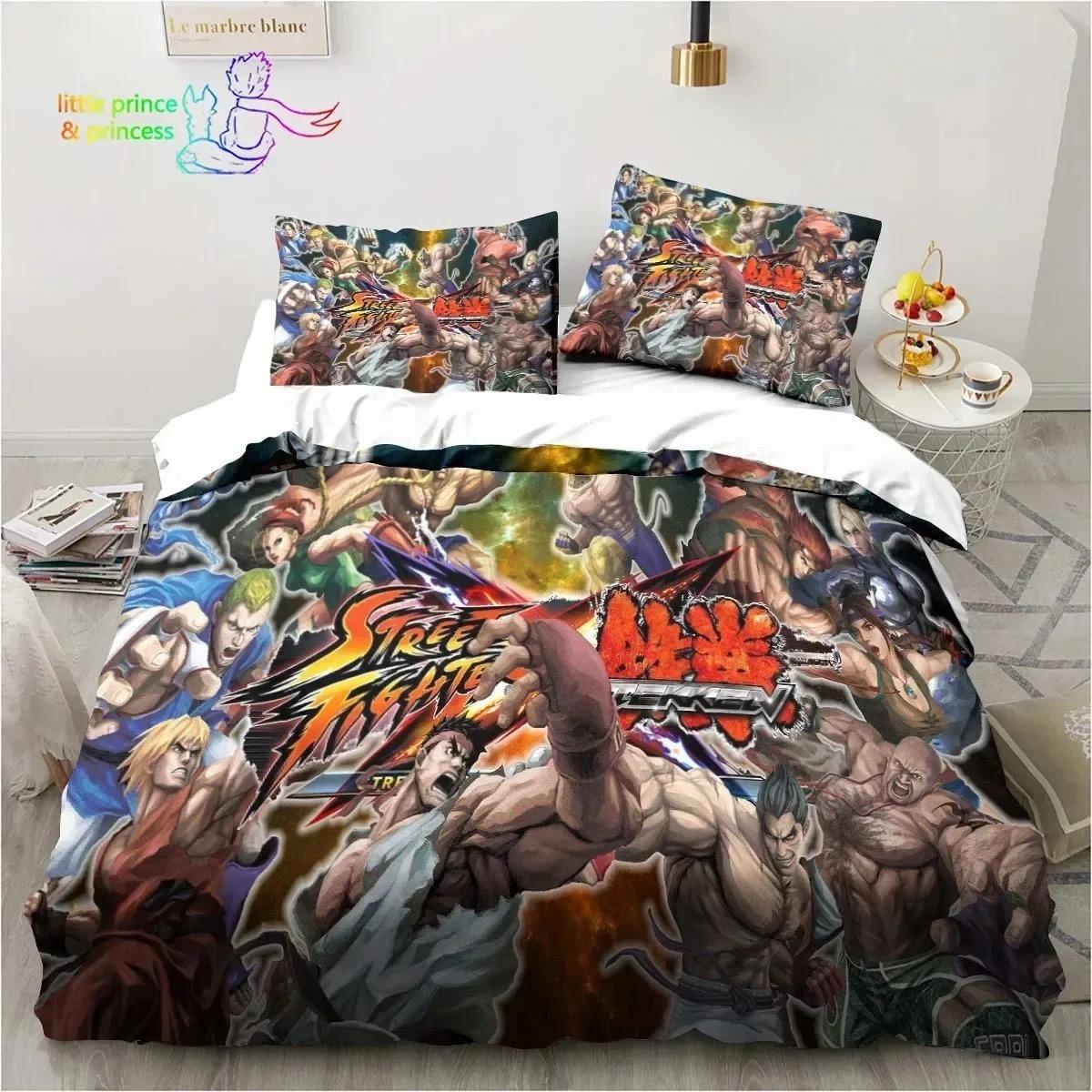 

Комплект постельного белья с принтом Street Fighter Односпальный Полуторный Двуспальный Кинг-сайз Комплект для кровати Взрослый Детский Спальня Ретро Игра Геймер Постельное белье Подарок EU Single 135x200cm
