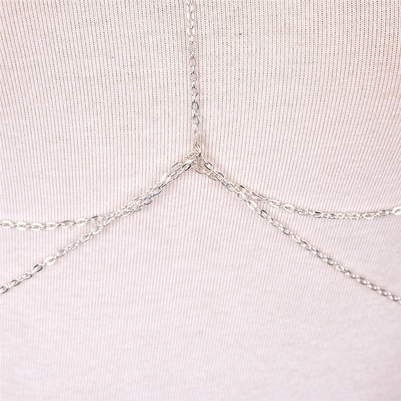 Retro Link Chain Bra Multilayer Sexy Beach Bikini Necklaces Body Chain Jewelry