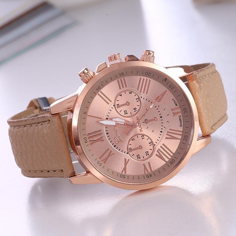 1PC Fashion Watch Belt Ladies Watch Women's Multi-color Belt Rose Gold Quartz Watch