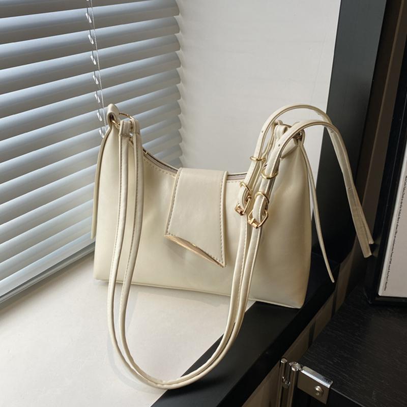 Yogodlns Women's Faux Leather French Casual Vintage Pure Color Simple Shoulder Crossbody Underarm Bag