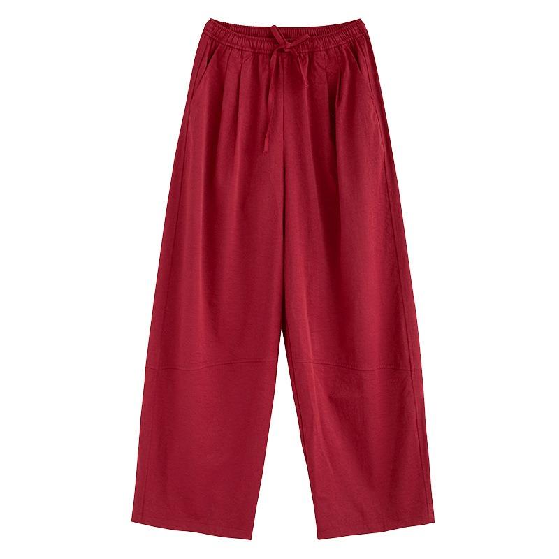 Quick-drying sweatpants women's spring and summer new high-waisted loose casual pants drape red straight wide-leg pants