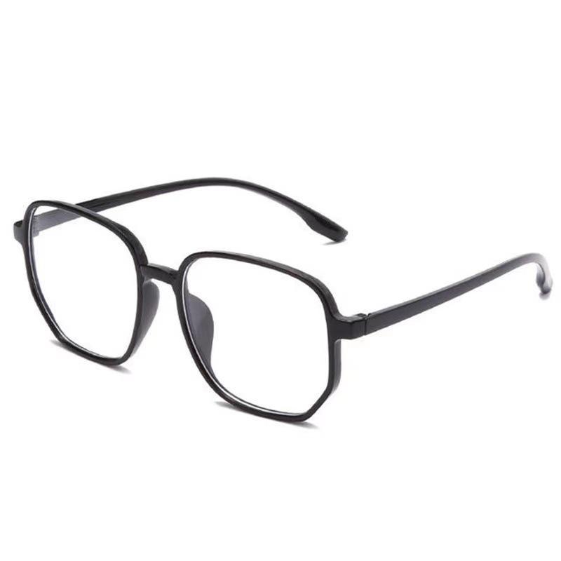 Large Frame Polygonal Blue Light Blocking Glasses with Clear Lenses for Trendy Students