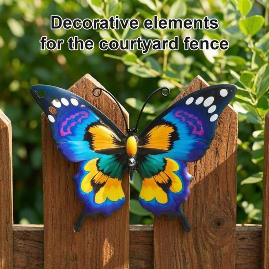 Decorative Wall Sculptures Metal Butterfly Decor for Garden Yard Patio, Large Iron Butterflies Hanging Art Sculpture, Outdoor Fence Farmhouse Indoor