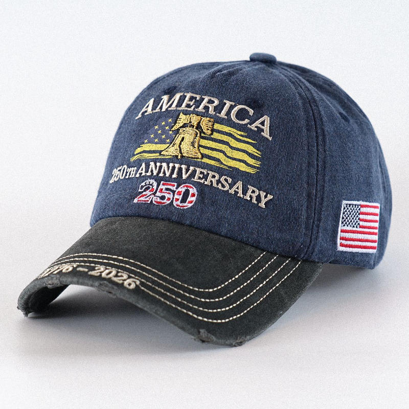 

USA 250th Anniversary Embroidered Baseball Cap Outdoor Sports Sun Hat Casual Duckbill Cap Adjustable темно-синього кольору