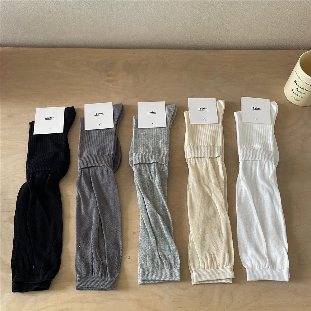 Ladies Spring and Summer New Hollow Mesh Soft Waxy Boneless Long Tube Pile Socks