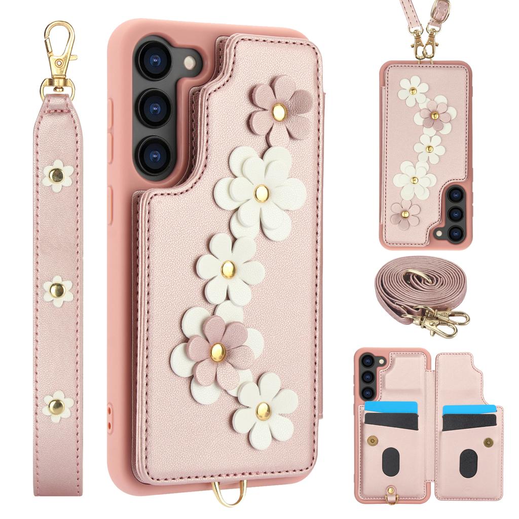 Kožená peněženka s poutkem na zápěstí, crossbody, pouzdro na telefon pro Samsung S25 S24 Plus S23 FE S22 Ultra A55 A54 A53 A35 A34 A15 A13