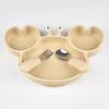 3Pcs/Set Baby Safe Silicone Dining Plate Food Feeding With Spoon Fork Cartoon Children Dishes Prevent Tipping Over And BPA Free